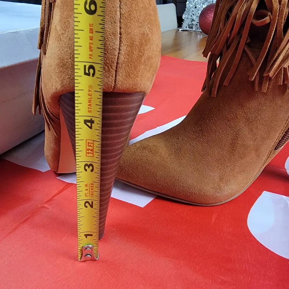 Steve Madden Maraka Fringe Over The Knee Boots Chestnut Suede Womens 6 New